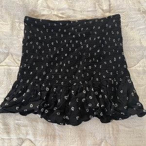 Black Skirt With Mini White Flowers